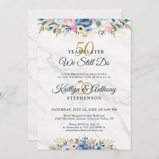 WIJ MAKEN NOG STEEDS Elegant Bloem Goud Marine Kle Kaart (Voorkant / Achterkant)