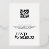 Wij maken stijlvolle tekst QR-code gouden echte fo Folie Uitnodiging (Achterkant)