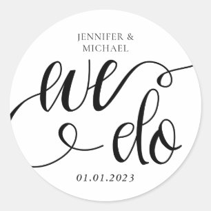 Wij minimaliseren eenvoudig script ronde sticker