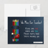 Wij Misser Our Teacher Poem van Studenten Briefkaart (Voorkant / Achterkant)