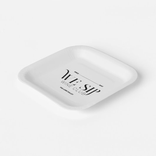 Wij nippen Wine Club Custom Crest Elegant Papieren Bordje (Gebogen)