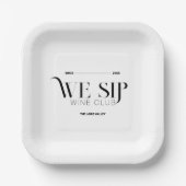 Wij nippen Wine Club Custom Crest Elegant Papieren Bordje (Voorkant)