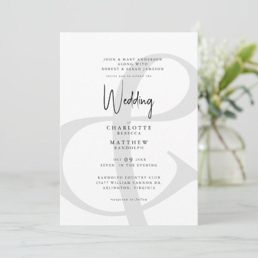 & wij nodigen u Modern Wedding uit Kaart (Staand voorkant)