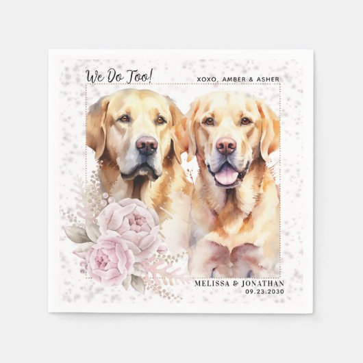 Wij ook Labradors Retriever Bloemenhond Bruiloft Servet (Voorkant)