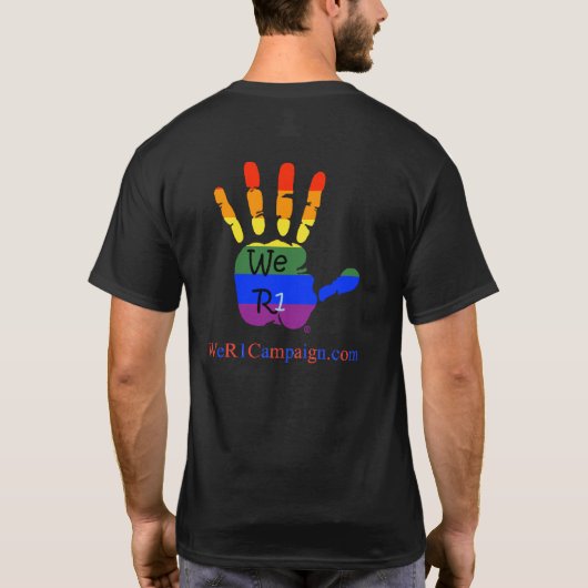 Wij R1 hoek en achtergrondse regenboog Logo T-shirt (Achterkant)