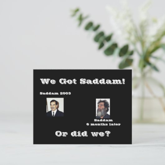 Wij Saddam. of wel ? Briefkaart (Staand voorkant)
