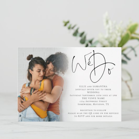 Wij Script Foto QR Code Lesbische Bruiloft Kaart (Staand voorkant)
