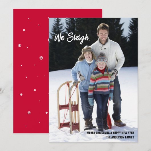 Wij Sleigh Funny Kerstvakantie Fotokaart Feestdagenkaart (Voorkant / Achterkant)