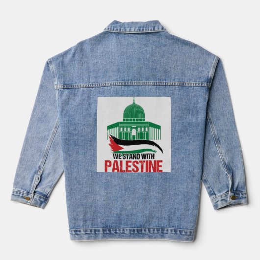Wij staan achter Palestina Denim Jacket (Achterkant)