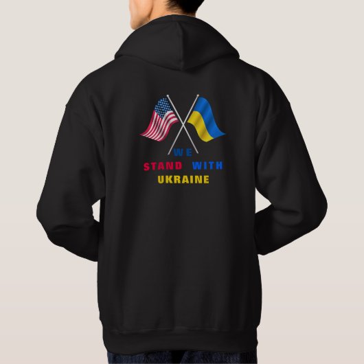 Wij staan met de vlag van Oekraïne USA en de vlag  Hoodie (Achterkant)