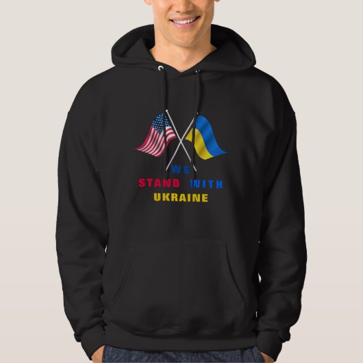 Wij staan met de vlag van Oekraïne USA en de vlag  Hoodie (Voorkant)