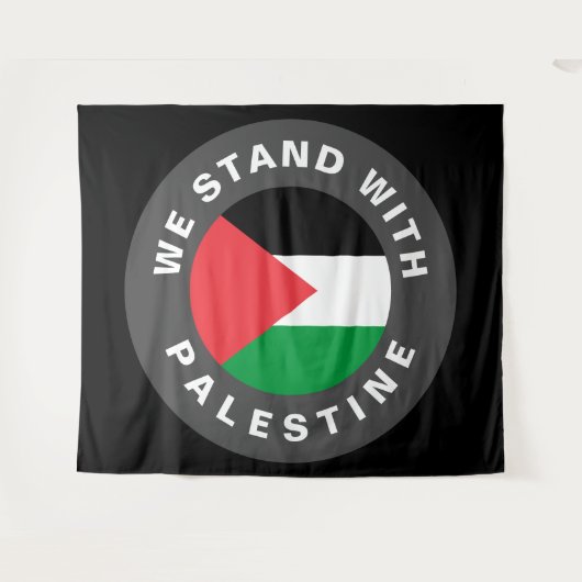 Wij staan met Palestijnse vlag en aangepaste tekst Wandkleed (Voorkant (horizontaal))