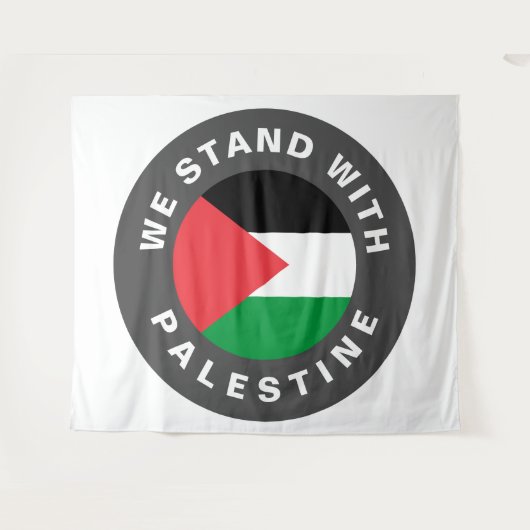 Wij staan met Palestijnse vlag en aangepaste tekst Wandkleed (Voorkant (horizontaal))