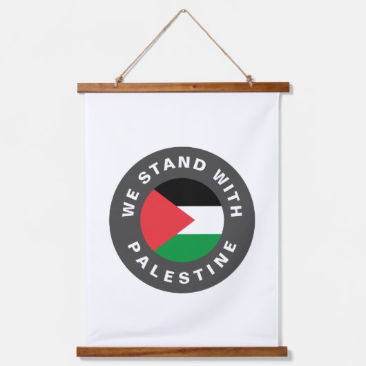 Wij staan met Palestijnse vlag met aangepaste teks Hangend Wandkleed (Voorkant)