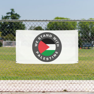 Wij staan met Palestina aangepaste tekst vlag wit Spandoek