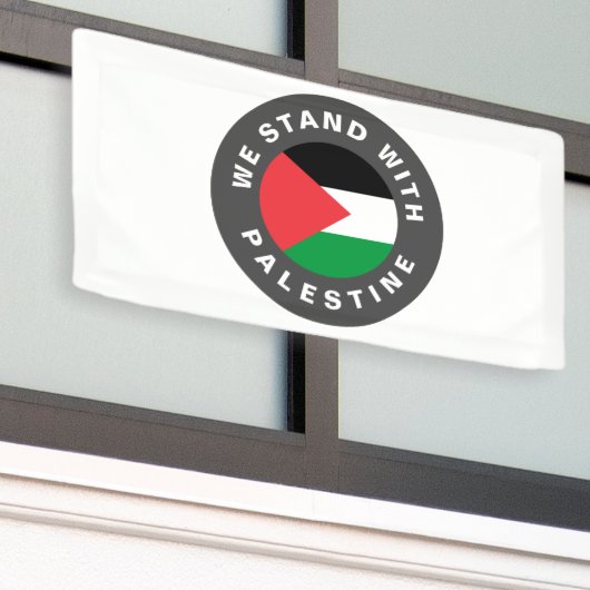 Wij staan met Palestina aangepaste tekst vlag wit Spandoek (Buitenkant Gebouw)