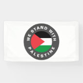 Wij staan met Palestina aangepaste tekst vlag wit Spandoek (Horizontaal)