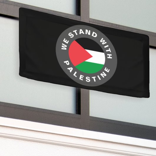 Wij staan met Palestina aangepaste tekst vlag zwar Spandoek (Buitenkant Gebouw)