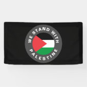 Wij staan met Palestina aangepaste tekst vlag zwar Spandoek (Horizontaal)
