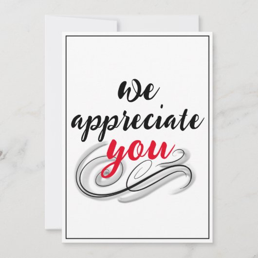 Wij stellen uw waardering voor scriptscrollen op p bedankkaart (Voorkant)