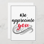 Wij stellen uw waardering voor scriptscrollen op p bedankkaart (Voorkant / Achterkant)