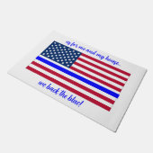 Wij steunen de blauwe politie. deurmat (Schuin)