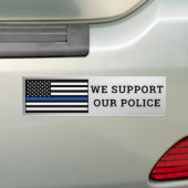 Wij steunen onze politie Thin Blue Line Bumpersticker (Op auto)