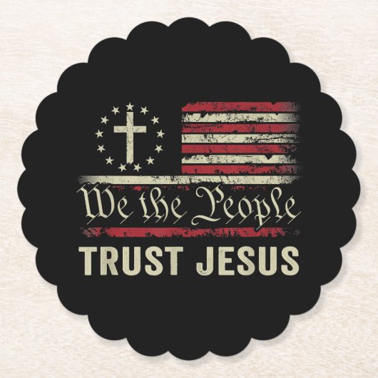Wij The People Trust Jesus - Verenigde Staten - Ch Kartonnen Onderzetters (Voorkant)