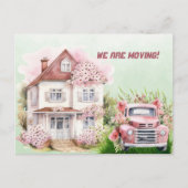 Wij verplaatsen Roze  Vrachtwagen en Huis Briefkaart (Voorkant)