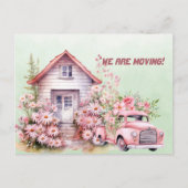 Wij verplaatsen Roze Vrachtwagen en Huis Briefkaart (Voorkant)