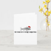 Wij vissen u een vrolijke kerst grappige Gevist ke Kaart (Gele Bloem)