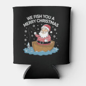 Wij vissen u een vrolijke kerstvisser Gevist Blikjeskoeler (Voorkant)