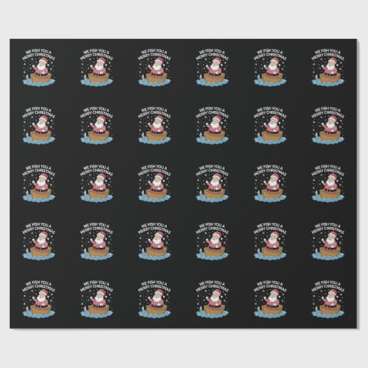 Wij vissen u een vrolijke kerstvisser Gevist Cadeaupapier (Vlak)