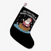 Wij vissen u een vrolijke kerstvisser Gevist Kleine Kerstsok (Voorkant (Hangend))