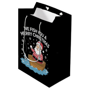 Wij vissen u een vrolijke kerstvisser Gevist Medium Cadeauzakje