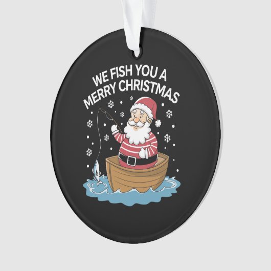 Wij vissen u een vrolijke kerstvisser Gevist Ornament (voorkant)