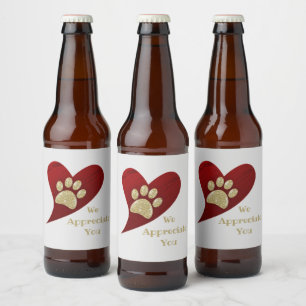 Wij waarderen de rode Bedankt voor gouden handpoot Bier Etiket