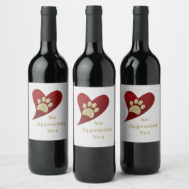 Wij waarderen de rode Bedankt voor gouden handpoot Wijn Etiket