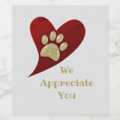 Wij waarderen de rode Bedankt voor gouden handpoot Wijn Etiket (Enkel label)