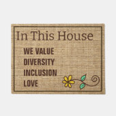 Wij waarderen liefde in dit huis Burlap Welkom Deurmat (Voorkant)