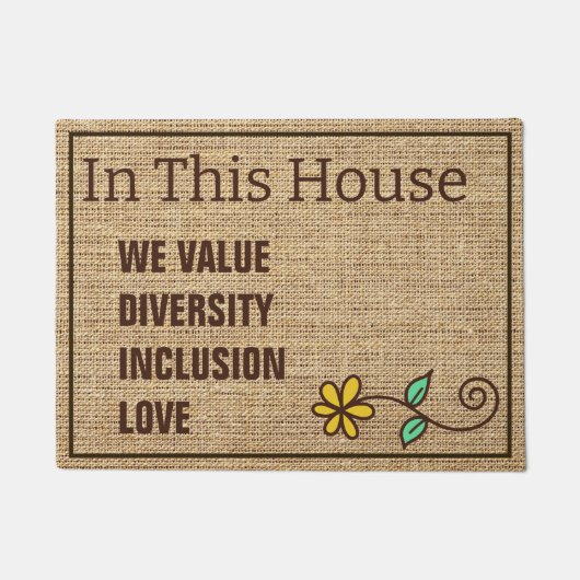 Wij waarderen liefde in dit huis Burlap Welkom Deurmat (Voorkant)