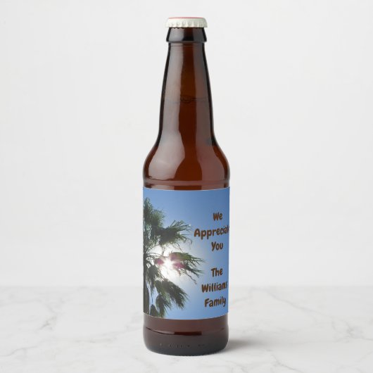 Wij waarderen u van familie palmboom dank u bier etiket (Voorkant)
