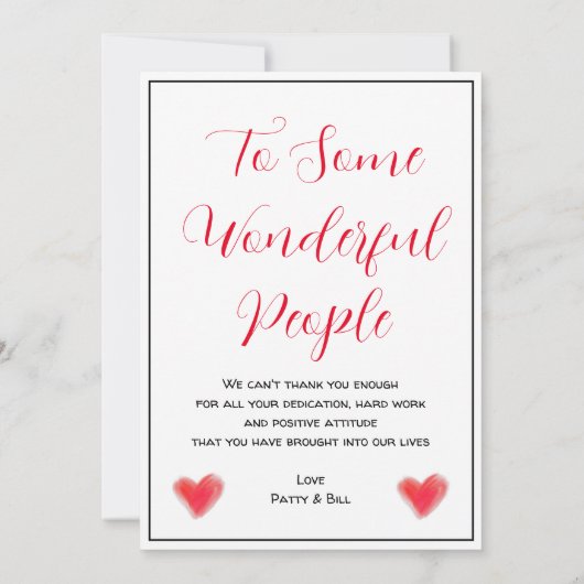 Wij waarderen u verpleegkundigen elk beroep gebaar bedankkaart (Achterkant)