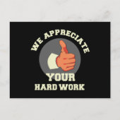 Wij waarderen uw harde werk briefkaart (Voorkant)