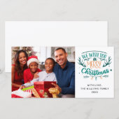 Wij wensen u een Blauwgroen kerstfoto van de prett Feestdagenkaart (Voorkant / Achterkant)