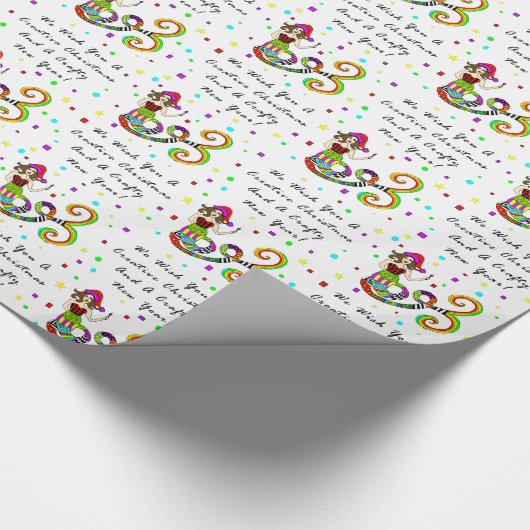 Wij wensen u een creatieve kerstzeemeermin cadeaupapier (Hoek)