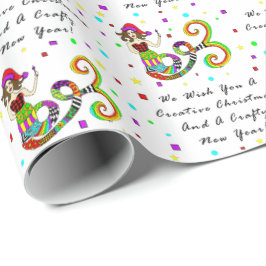 Wij wensen u een creatieve kerstzeemeermin cadeaupapier