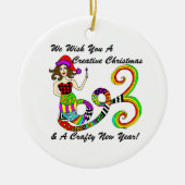 Wij wensen u een creatieve kerstzeemeermin keramisch ornament (Voorkant)