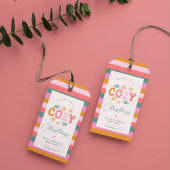 Wij wensen u een gezellige kerst Bright Stripe Cadeaulabel