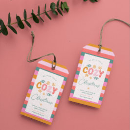 Wij wensen u een gezellige kerst Bright Stripe Cadeaulabel